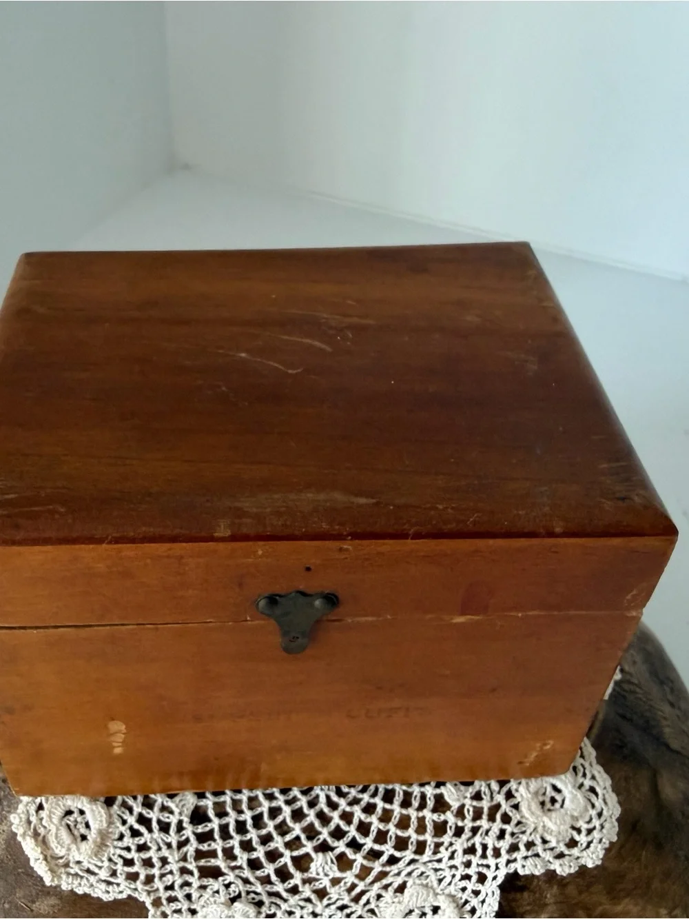 Vintage Box with Latch and Old Wood Dominoes